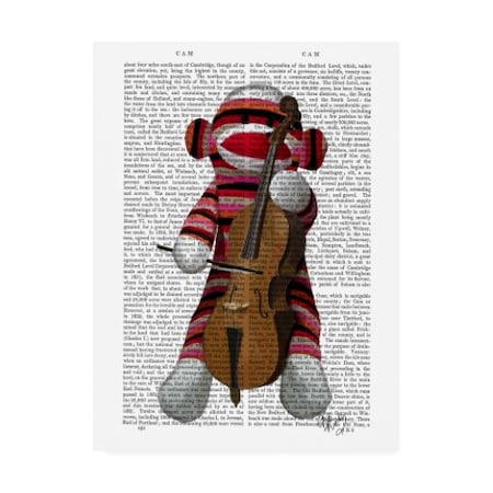 Fab Funky 'Sock Monkey And Cello' Canvas Art,35x47